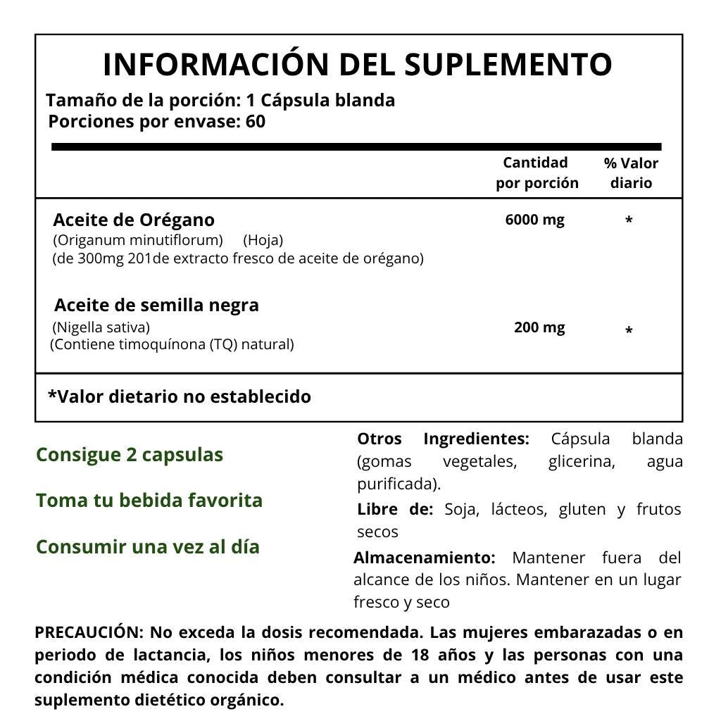 Aceite De Oregano 6000 Mg 60 Capsulas
